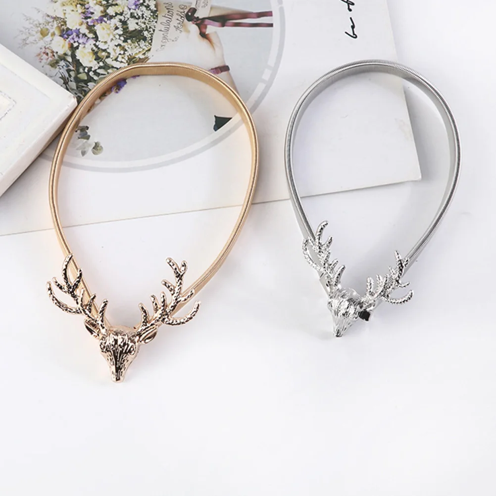 

2 pcs Golden Deer Head Curtain Tiebacks Iron Elastic Strap No Punch Needed For Living Room Bedroom Kitchen Christmas Decor Home