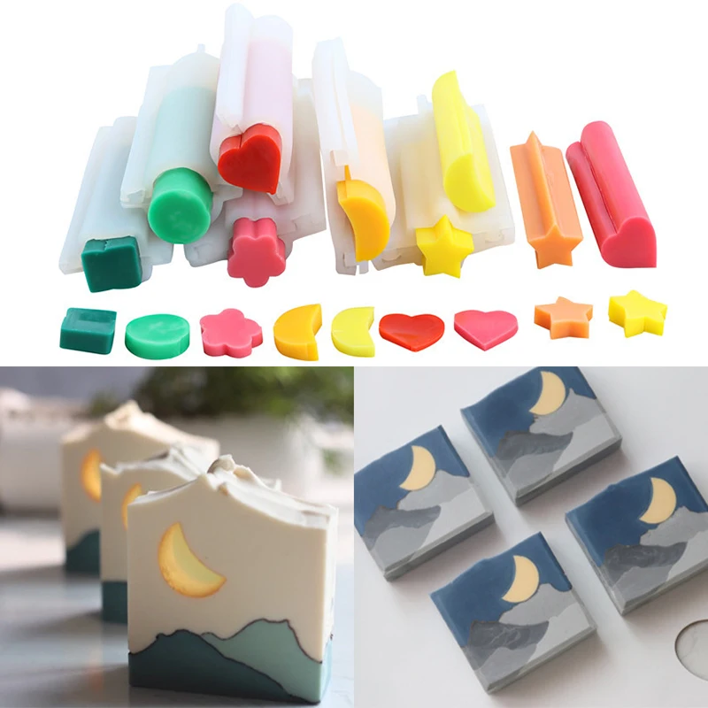 DIY Various Shapes Silicone Soap Molds Round Heart Pipe Tube Cake Chocolate Baking Molds DIY Handcraft Soap Making Tool Creative