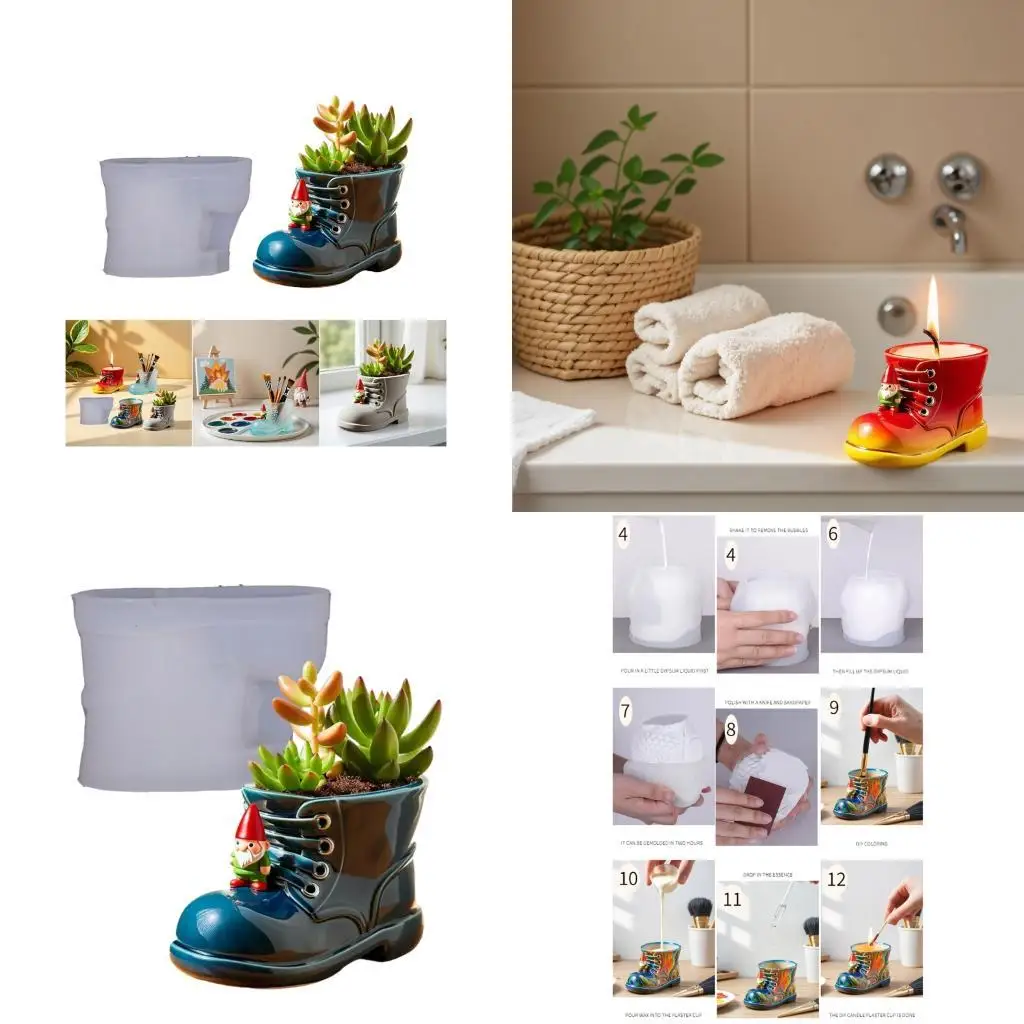 Creative Work Boot Vase Silicone Mold For Resin Jewelry Cup DIY Crafts