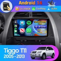 Android 14 Car Radio For Chery Tiggo T11 1 2005 2006 - 2013 Carplay Auto GPS WIFI+4G BT Video 2 Din Navigation Stereo Player DVD