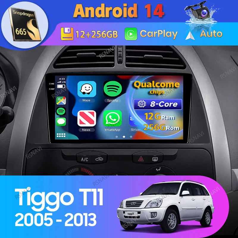 Android 14 Car Radio For Chery Tiggo T11 1 2005 2006 - 2013 Carplay Auto GPS WIFI+4G BT Video 2 Din Navigation Stereo Player DVD