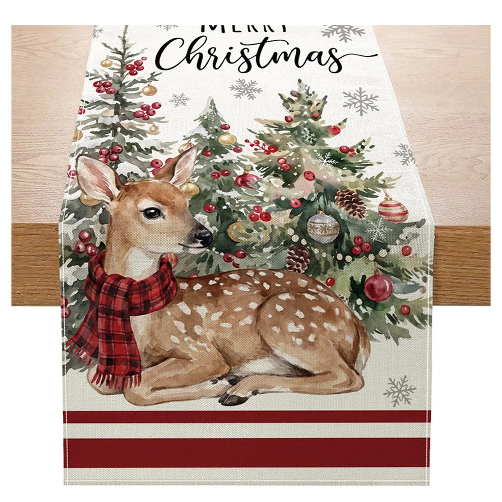 Festive Table Runner Washable Printed Table Runner Home Decoration Table Runner Fade Resistant For Tv Cabinet Living Room