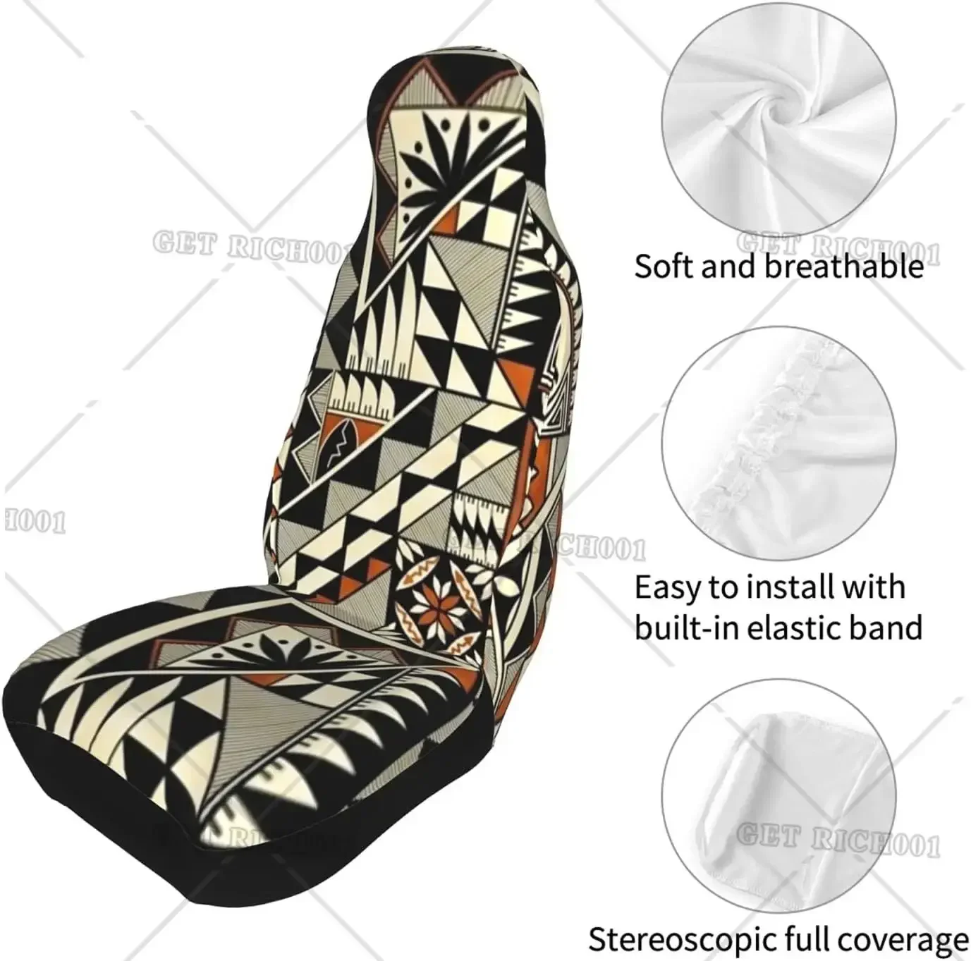 Native Turtles Folk Patterns Car Seat Covers Set 2 Pcs Front Seat Protector Accessories for Universal Car SUV Van Truck One Size