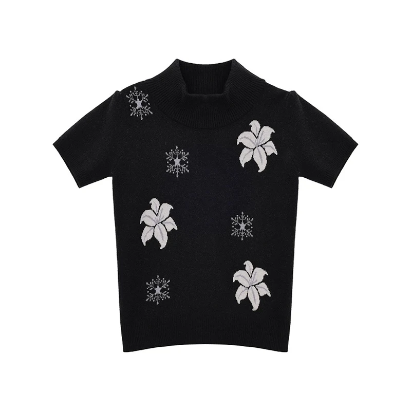 Sweter damski MEXZT w stylu vintage z nadrukiem, japoński Harajuku, czarne dzianinowe pulowery, dzianiny z krótkim rękawem Y2K, zimowe swetry, nowy model