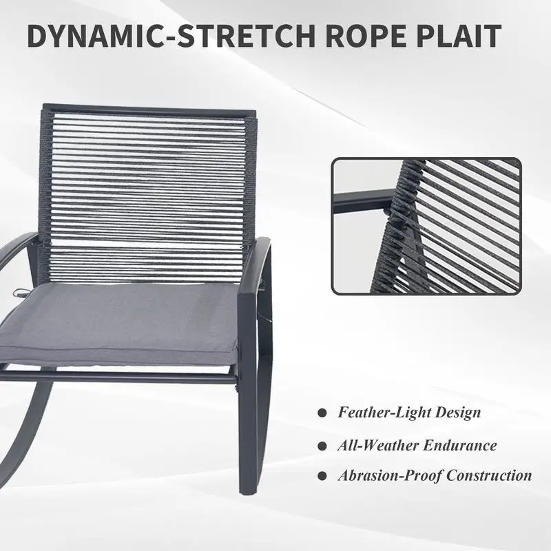2-Person Outdoor Metal Rocking Patio Bistro Set with Table for Relaxing Conversations