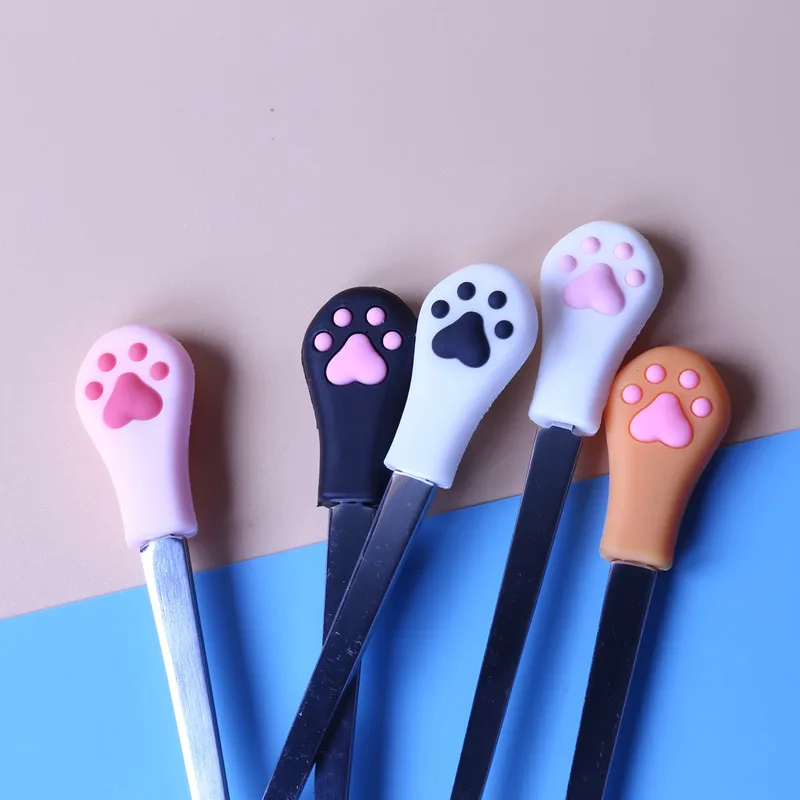 200 pcs/lot Cute Cat Claw Coffee Spoons Stainless Steel Dessert Spoon Candy Tea Spoon Tableware Kitchen Supplies 15cm