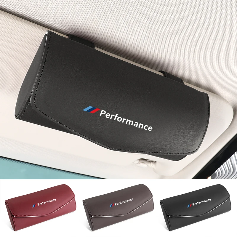 Car Sunglasses Storage Box Sun Visor Eyeglasses Case For BMW Performance M3 M5 F25 F26 F15 F16 E90 E91 E92 E60 E84 G22 G32