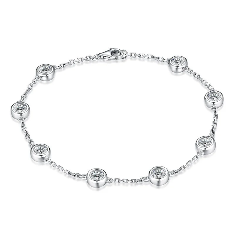 LTB19041907 Lefei Fashion Luxury Classic Moissanite Color D Simple Bubble Bracelet Women s925 Sterling Silver Party Jewelry Gift