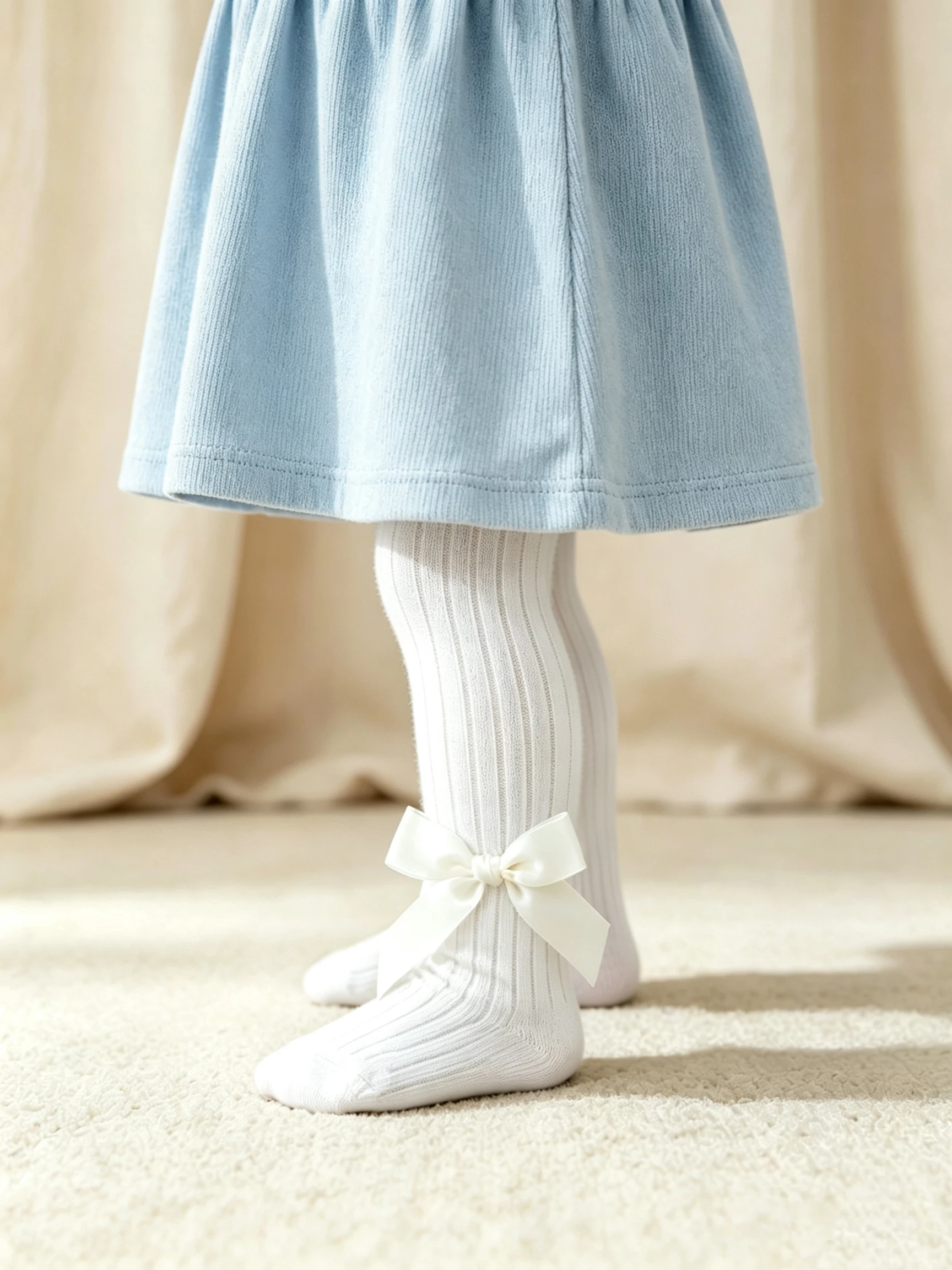 3Pack Toddler Baby Girls Vertical Rib Tights Glossy Satin Bow Soft Elastic Solid Pantyhose All Season Daily Outfit Leggings 0-2Y view 2