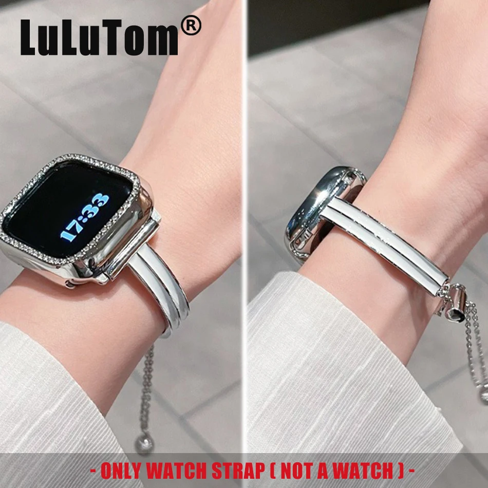 

Роскошный гладкий ремешок с масляными каплями для Apple Watch серии 11, 10, 9, 8, 7, 6, SE 5 4, UItra 3 iWatch 49/46/45/44/42/41/40/38 мм, металлический браслет