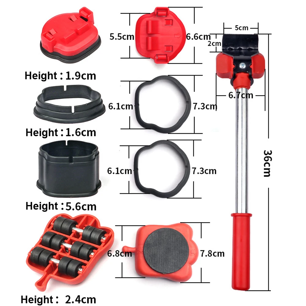 New Professional Furniture Mover Tool Set Heavy Stuffs Transport Lifter Wheeled Mover Roller with Wheel Bar Moving Hand Device