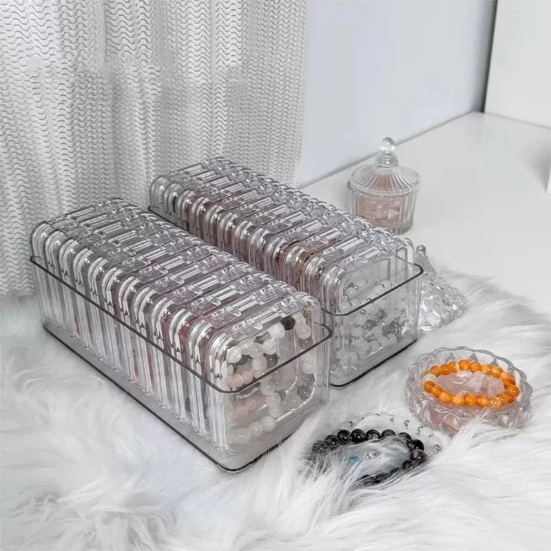 Clear Acrylic Jewelry Storage Organizer Stackable Mini Bead Storage Boxe Dustproof Bracelet Nail Art Fake Tips Desktop Container