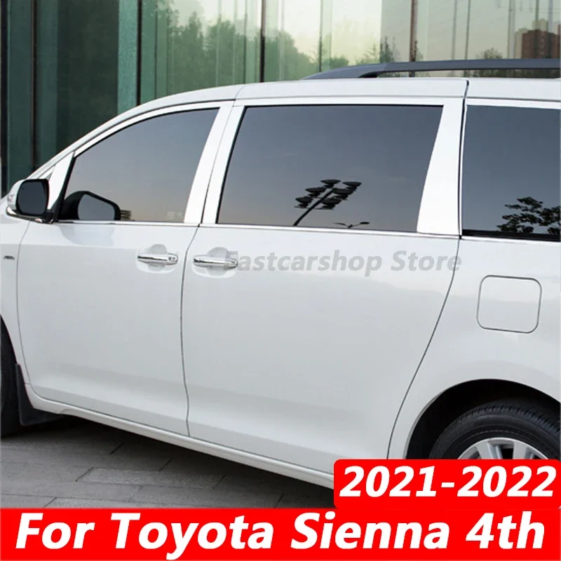 

For Toyota Sienna XL 2022 2021 Car Stainless Steel Middle Central Column PC Window Trim B C Pillar Chrome Sticker Accessories