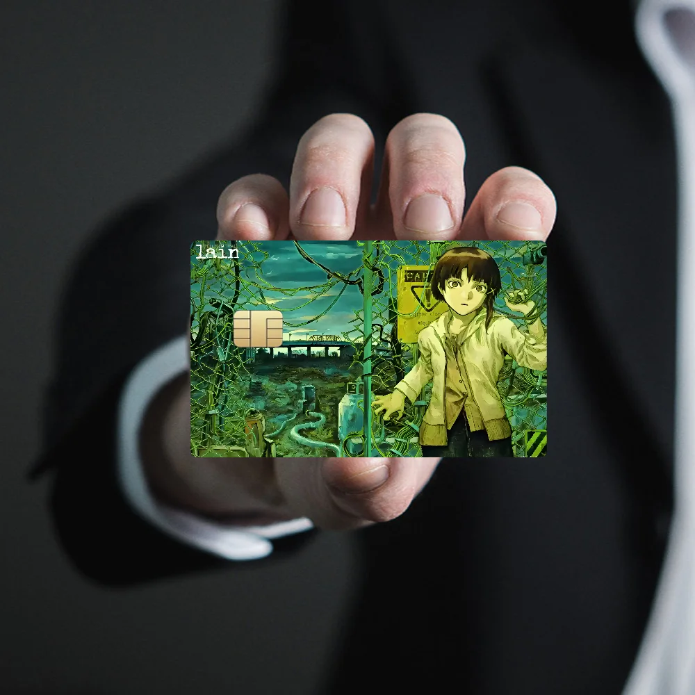 Serial Experiments Lain Anime Anime Spend Or Save Funny Shell On Off Ultra Thin No Fade Sticker Skin Cover For Debit Credit Card