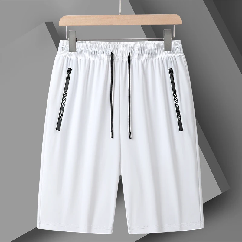 

Модные повседневные универсальные модели, спортивные шорты для фитнеса, мужские летние удобные шорты из ледяной ткани, однотонные модели на шнурке, 2 шт.