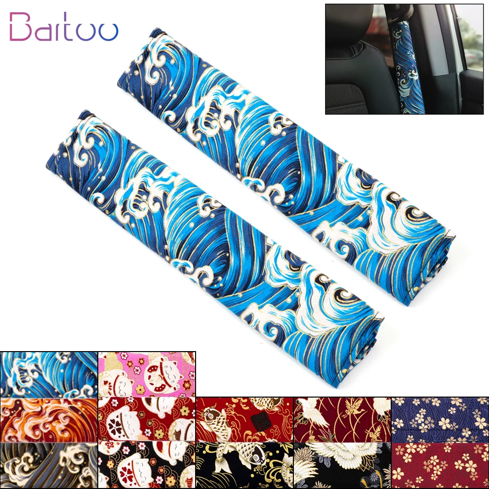 

2PCS Universal Japanese Style Car Seat Belt Cover Fabric Auto Belts Shoulder Pad Safety Protector Interior Accessories BAG078