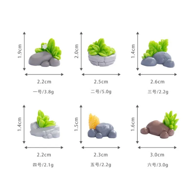 Moss Mini Landscape Creative Stone Grass Resin Figurine Craft Terrarium Bonsai Garden Decor Accessory 3pc Miniatures Decoration