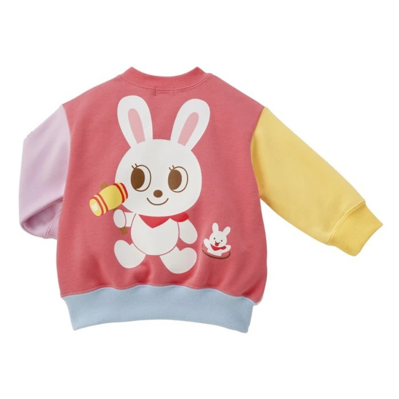 

2025 Spring and Autumn Collection Boys' and Girls' Colorful Cotton Cute Letter Bear Rabbit Full Cotton Hoop Hoodie