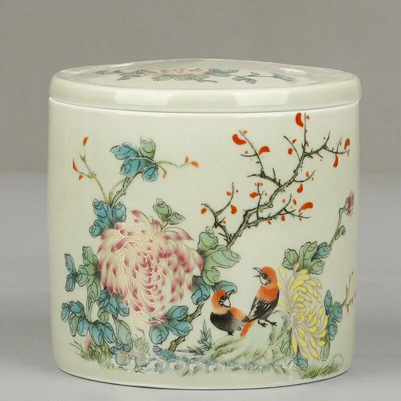 

4.3" Chinese Classic Famille Rose Porcelain Flowers Birds Cricket Jar Pot Kettle Nice Art Work