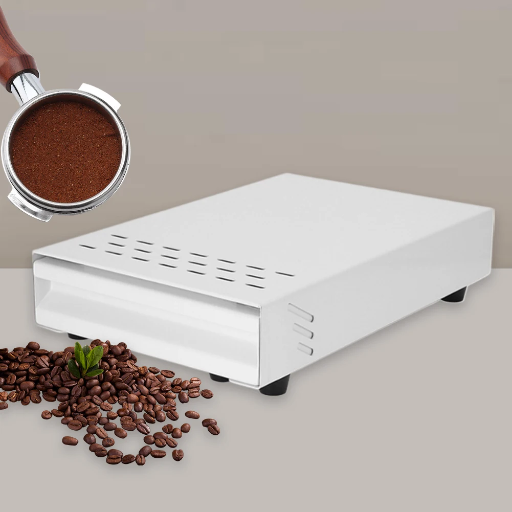 Caja de café molido de acero inoxidable, cajón tipo Knock Case, 11,02x7,09x2,48 pulgadas, accesorios para barra de café