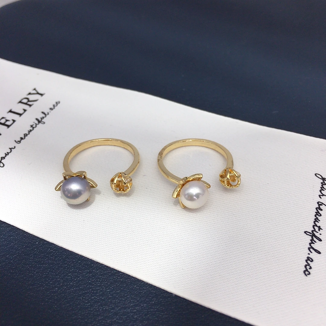 

Кольцо из натурального пресноводного жемчуга с дизайном бутона, регулируемое открывающееся кольцо, изысканное мастерство, банкет, женские ювелирные изделия, подарки