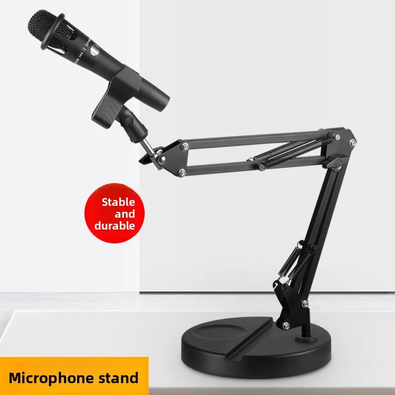 

Microphone Stand Desktop Live Streaming Boom Arm Adjustable Phone Condenser Mic Holder Arm Anti-Feedback