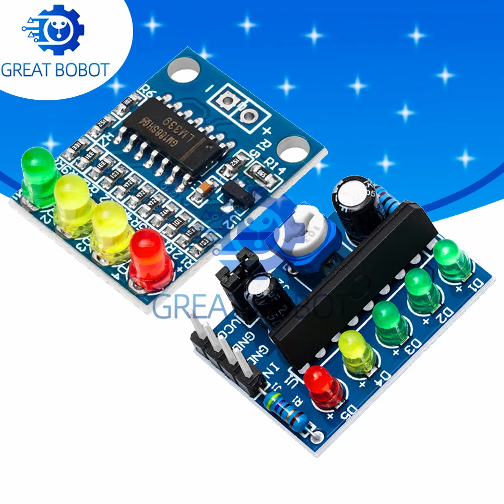 BS 4 - Indicador de batería de alimentación LED de segmentos para módulo de audio: separación de color de luz de 4 dígitos, detección de 12 V, KA2284