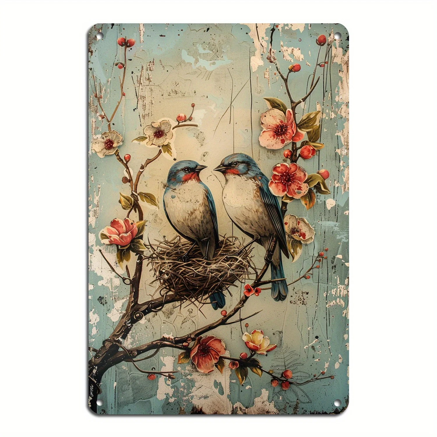 1 piece 8x12 inch/ 20 * 30cm cute watercolor bird metal paing art sign, vintage wall plaque, perfect for universities, bathrooms view 3