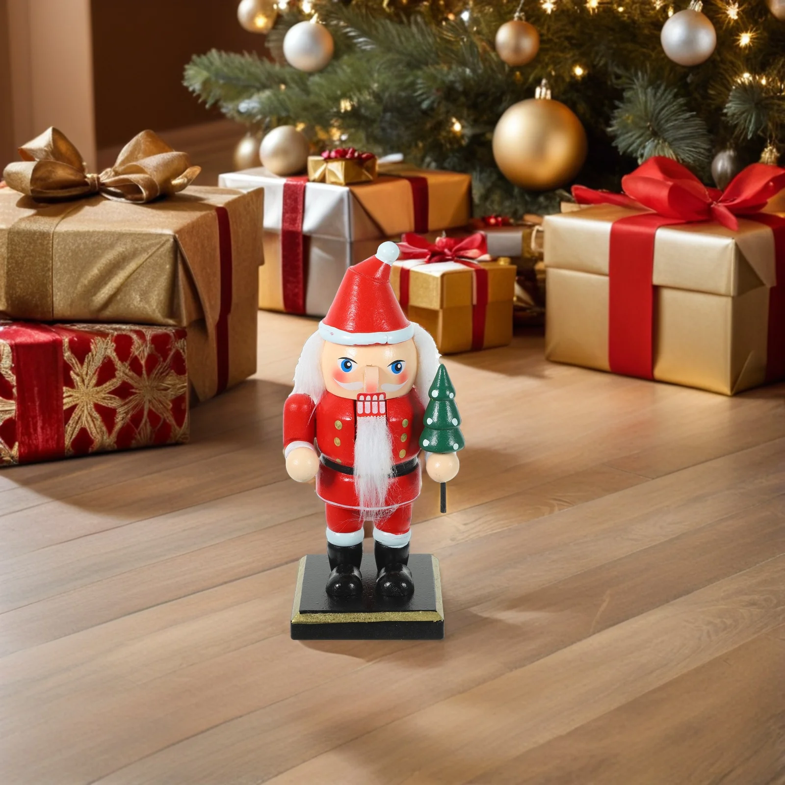 

2pcs Christmas Nutcracker Figurines Santa Snowman Design Desktop Decor Festival Mantel Decoration Small Traditional Soldier