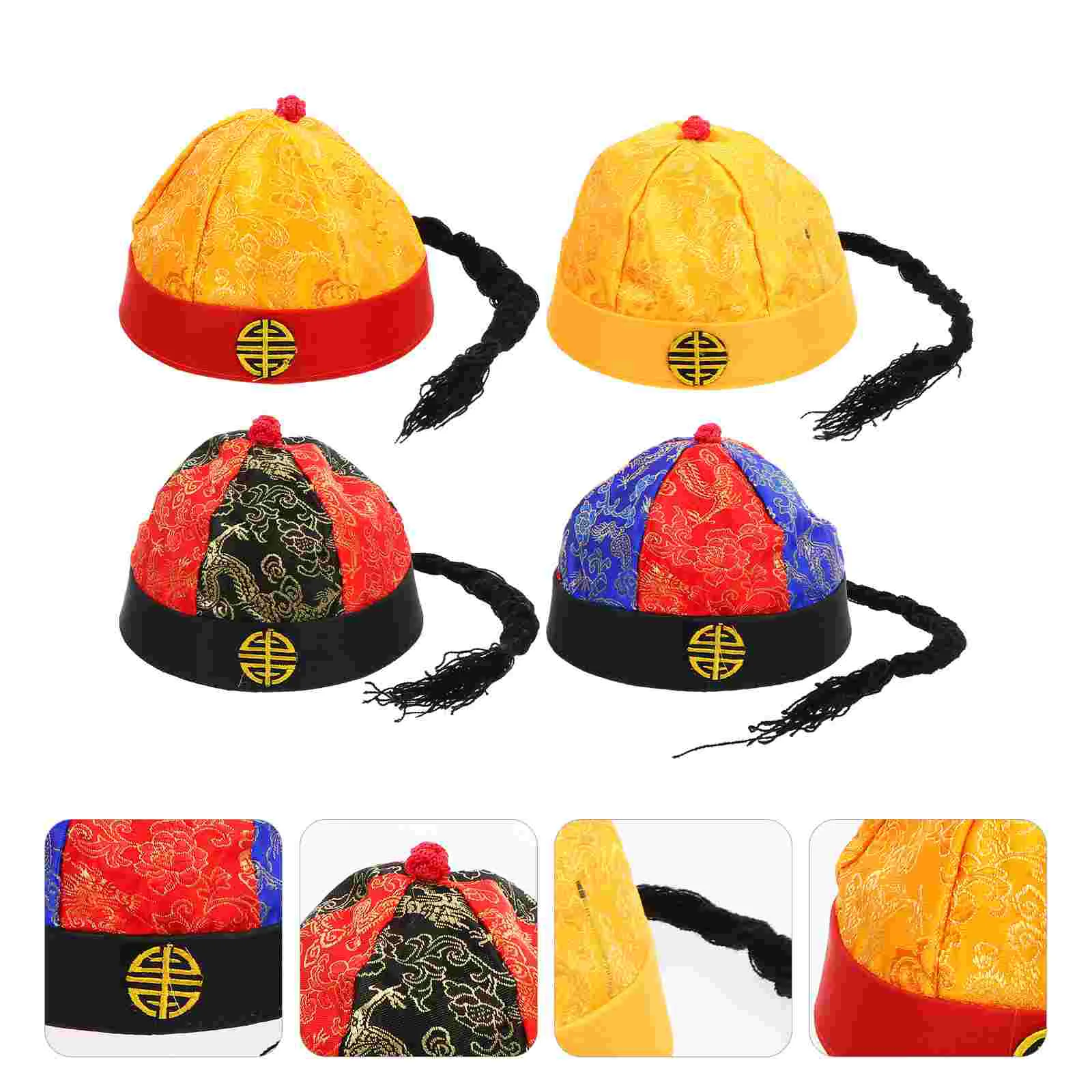 4 Pcs Headband Prince Hat Baby Braids Bonnet Qing Dynasty Hats Fabric Crazy Creative Performance