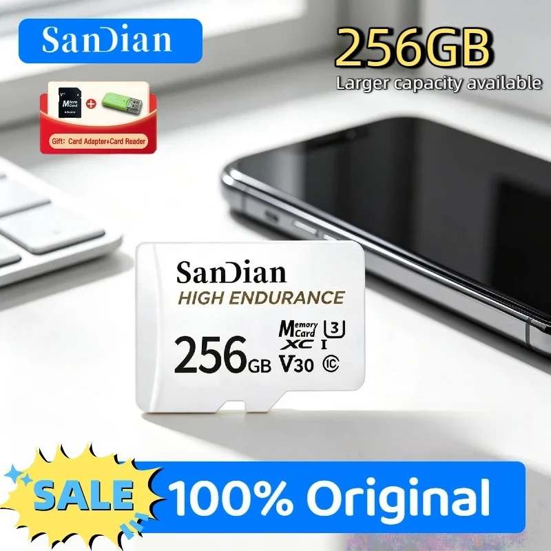 

Micro TF SD Card Original 128GB 256GB V30 C10 High Endurance For Car CCTV Dash Camera Home Security Full HD Motion Detection