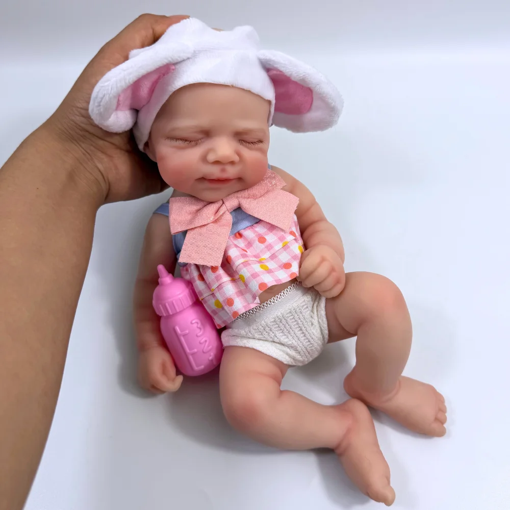 

13 Inch Full Body Silicone Pascale Reborn Baby Doll Girl Very Soft and Elastic Solid Silicone Washable Doll Christmas Gift Toy