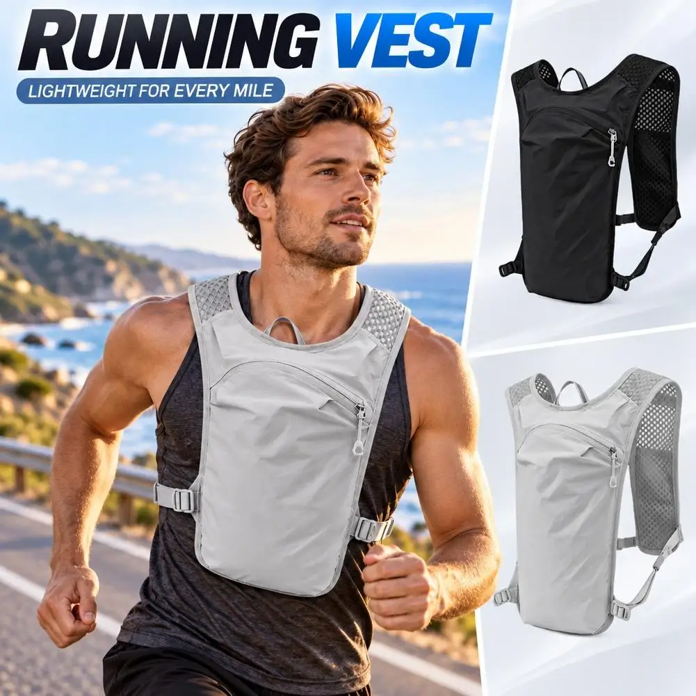 Hiking Marathon Sports Tactical Vest Outdoor Cycling Hydrating Backpack Ultralight Water Bag Running Breathable Vest Men Bag