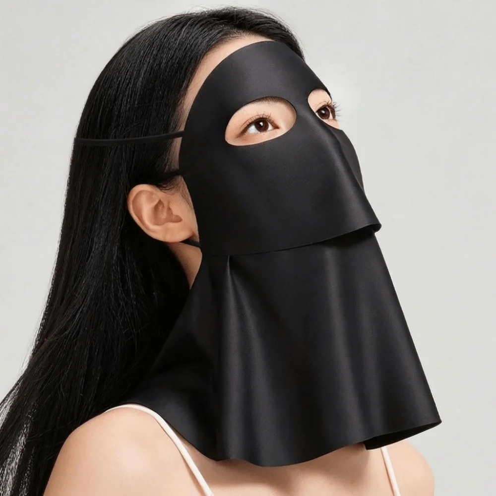 

Sun Protection Ice Silk Face Veil Polyester Eye Corner Protection Sunscreen Mask Full Face Solid Color Neck Wrap Outdoor