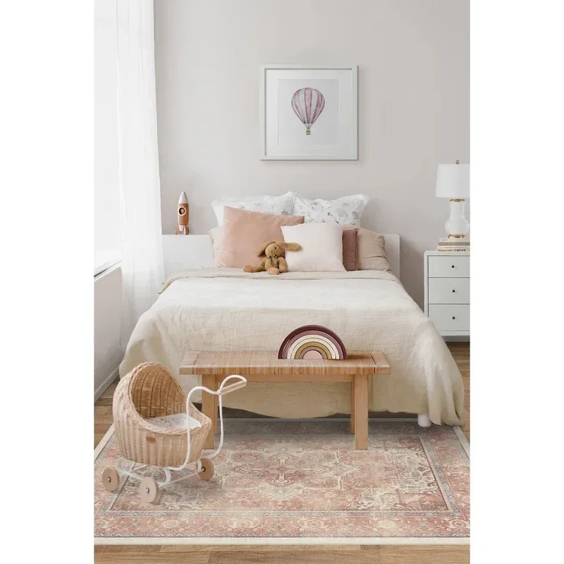 Ковер для гостиной Kamran Rose, розовые ковры в стиле ретро, мягкий коврик для ног, прикроватные тумбочки для спальни, нескользящий светильник, роскошный домашний декор, ковер