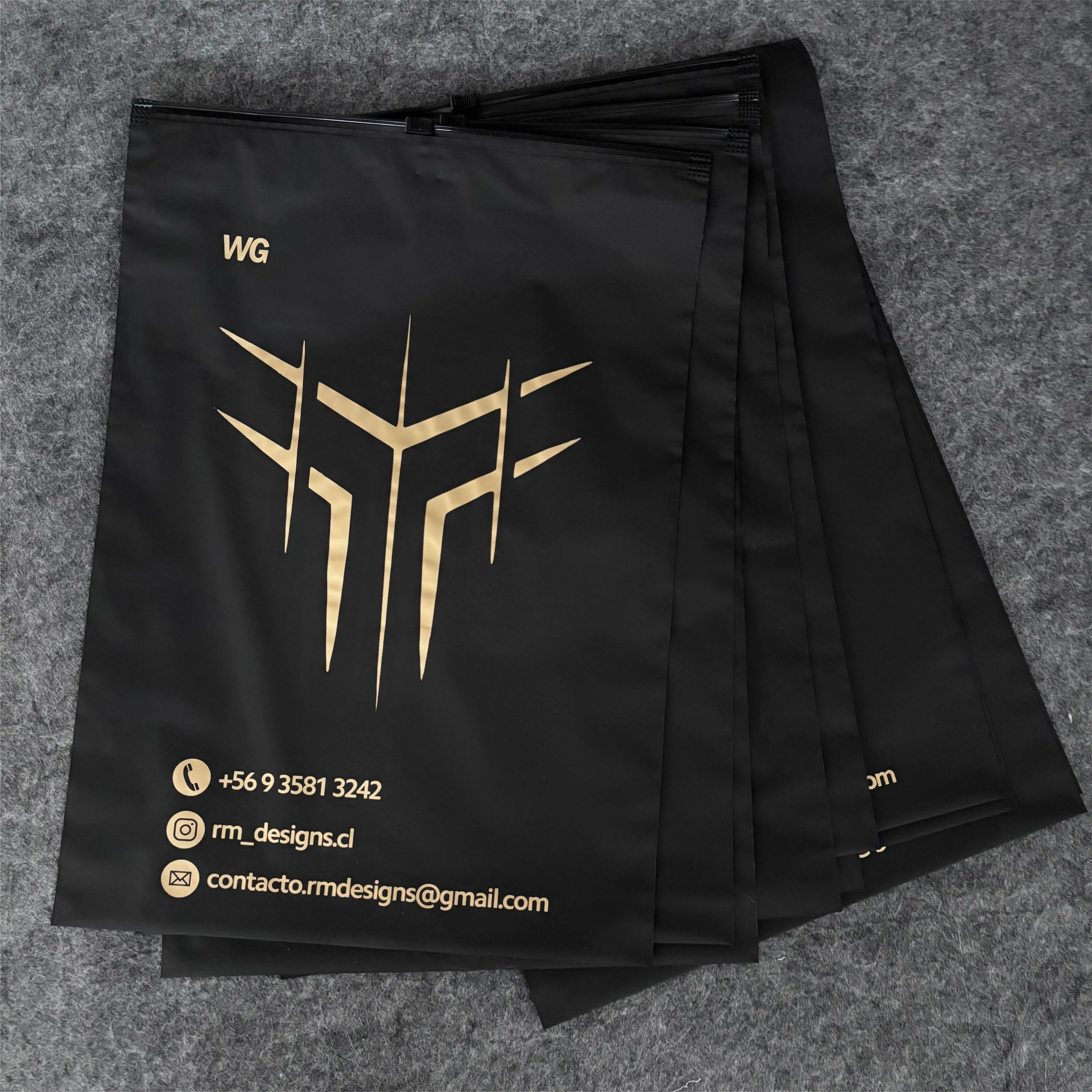 Customized printed matte black polyethylene zipper bag for clothing packaging