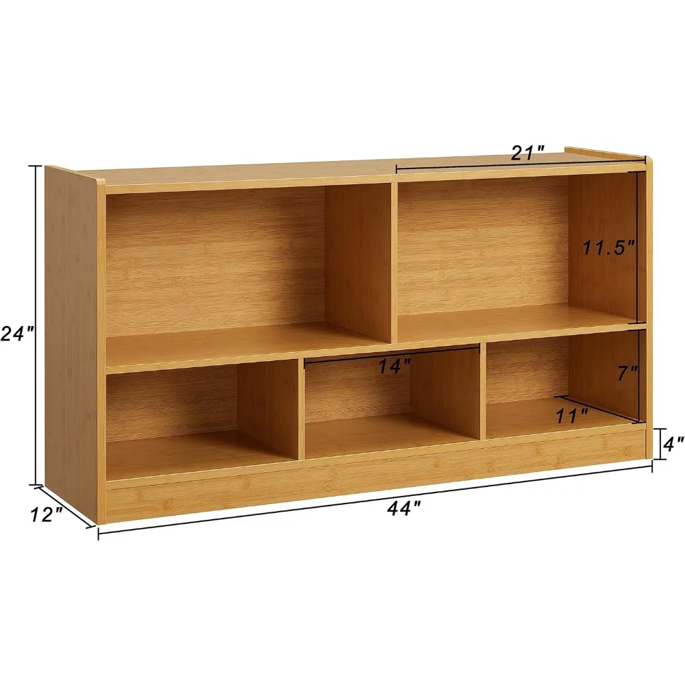 Toy Organizers and Storage, 5-Section Kids Bookshelf for Organizing Books Toys, School Classroom Wooden Storage Cabinet for Chil