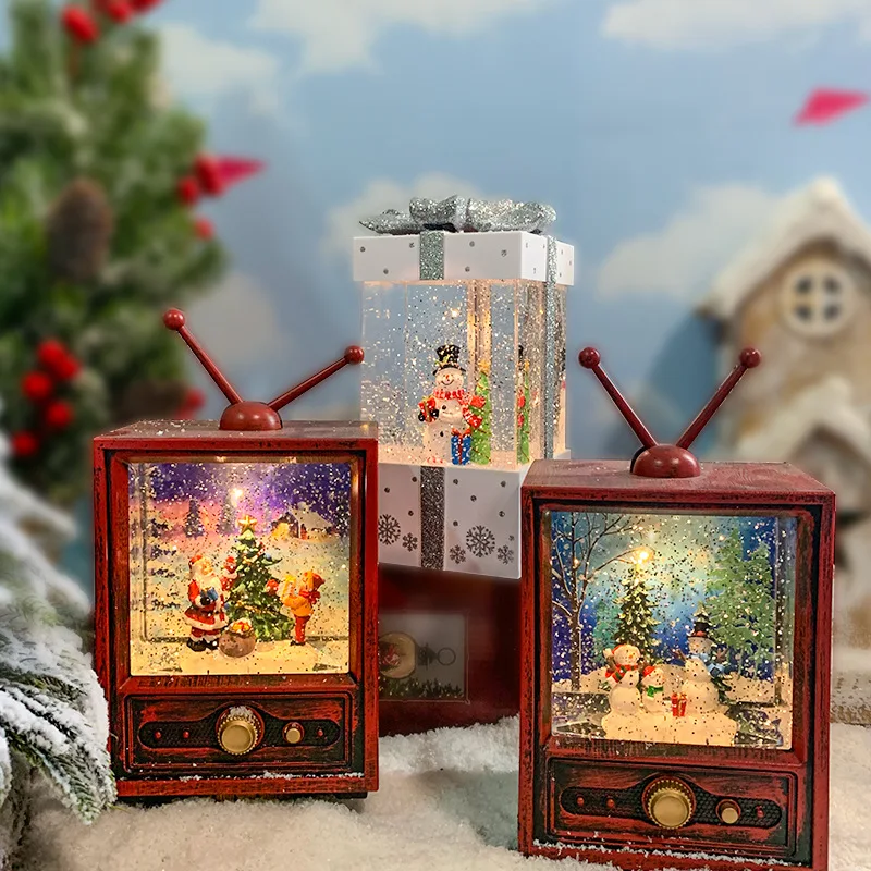 

ТВ-образный снегопад ветровой фонарь Санта-Клаус интерьерная сцена музыкальная шкатулка новый стиль рождественские украшения для детского дня рождения