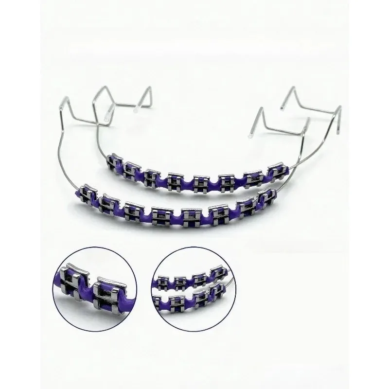New Quality 1 Pair Colorful Temporary Tooth Decoration with Box, Metal Wires Orthodontic Ligature Ties & Fake Braces Brackets