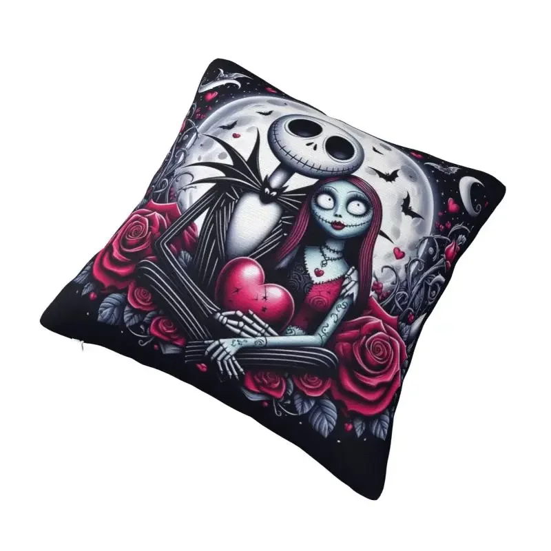 Halloween Nightmare Before Christmas Cushion Cover 45x45cm Velvet Jack Skellington Pillow Case for Car Square Pillowcase