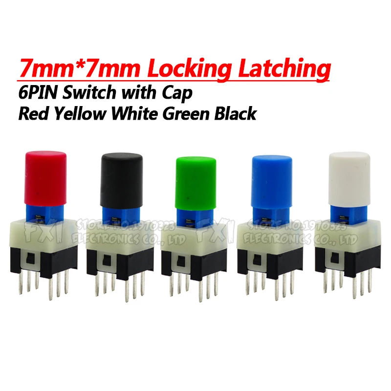 10 Sätze = 20 Stück 7*7mm mit Kappen verriegelung Verriegelung Push Tactile Power Micro Switch Kit 6-polige Knopfsc halter 7*7mm