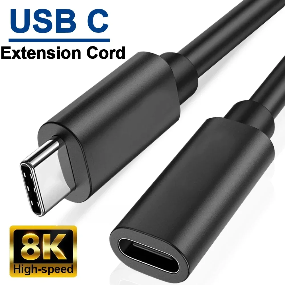 Type C Extended Cable USB C Male To Female Extension Charging Data Line for Laptop Tablet Phone High-speed Data Transfer Cord