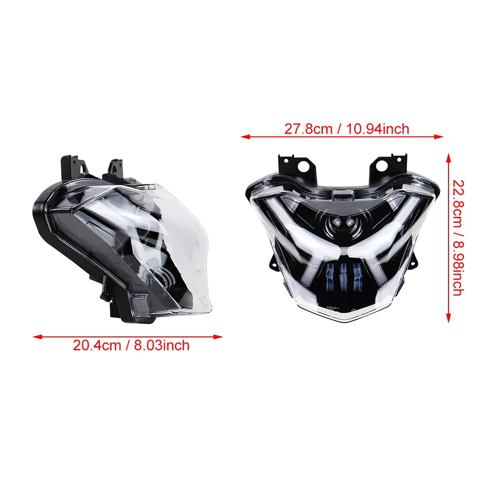 LED Headlights Front High/Low Beam DRL for Kawasaki Versys-X 300/ABS 2017-2021 Z650/ABS 2017-2019