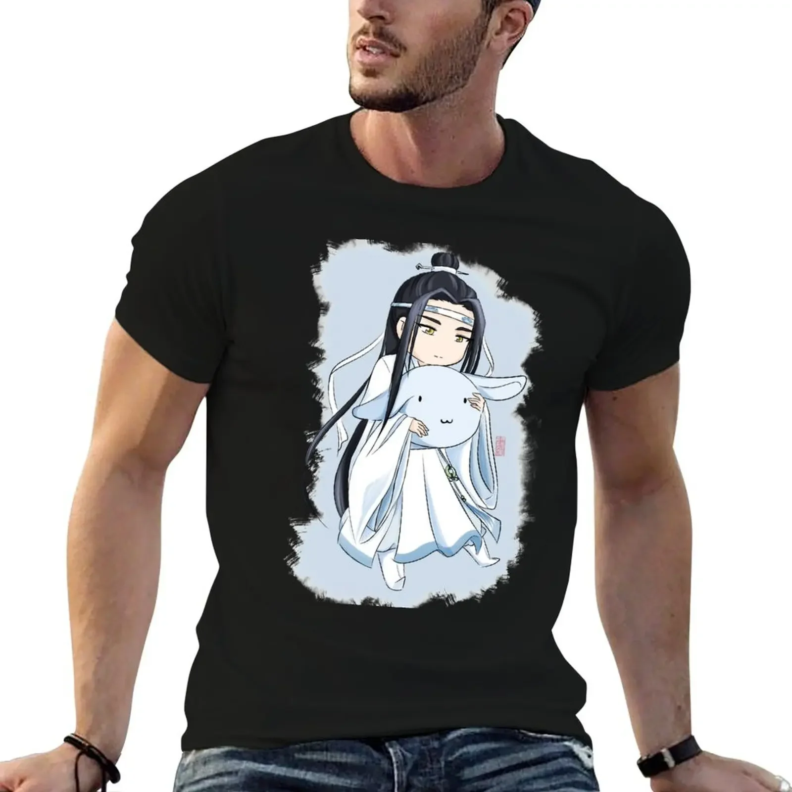 Lan Zhan bunny plush T-Shirt clothes anime shirt sports fans luxury clothing labubu mens graphic t-shirts hip hop