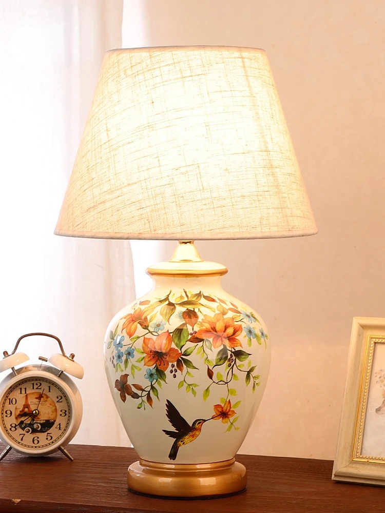 

American Ceramic Table Lamp Country Pastoral Modern Bedroom Bedside Lamp Living Room Study Decorative Table Lamp