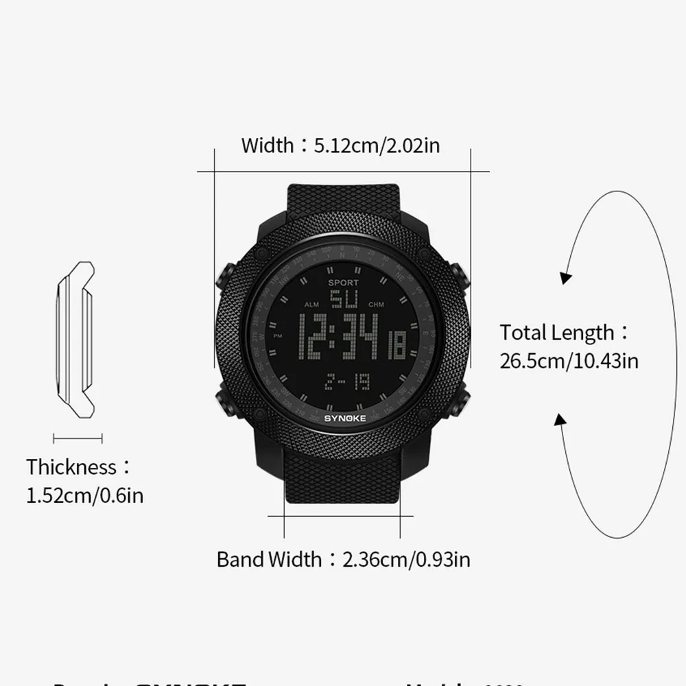 SYNOKE Military Outdoor Sport Watch Men Multifunction Waterproof Watches Alarm Clock New reloj hombre