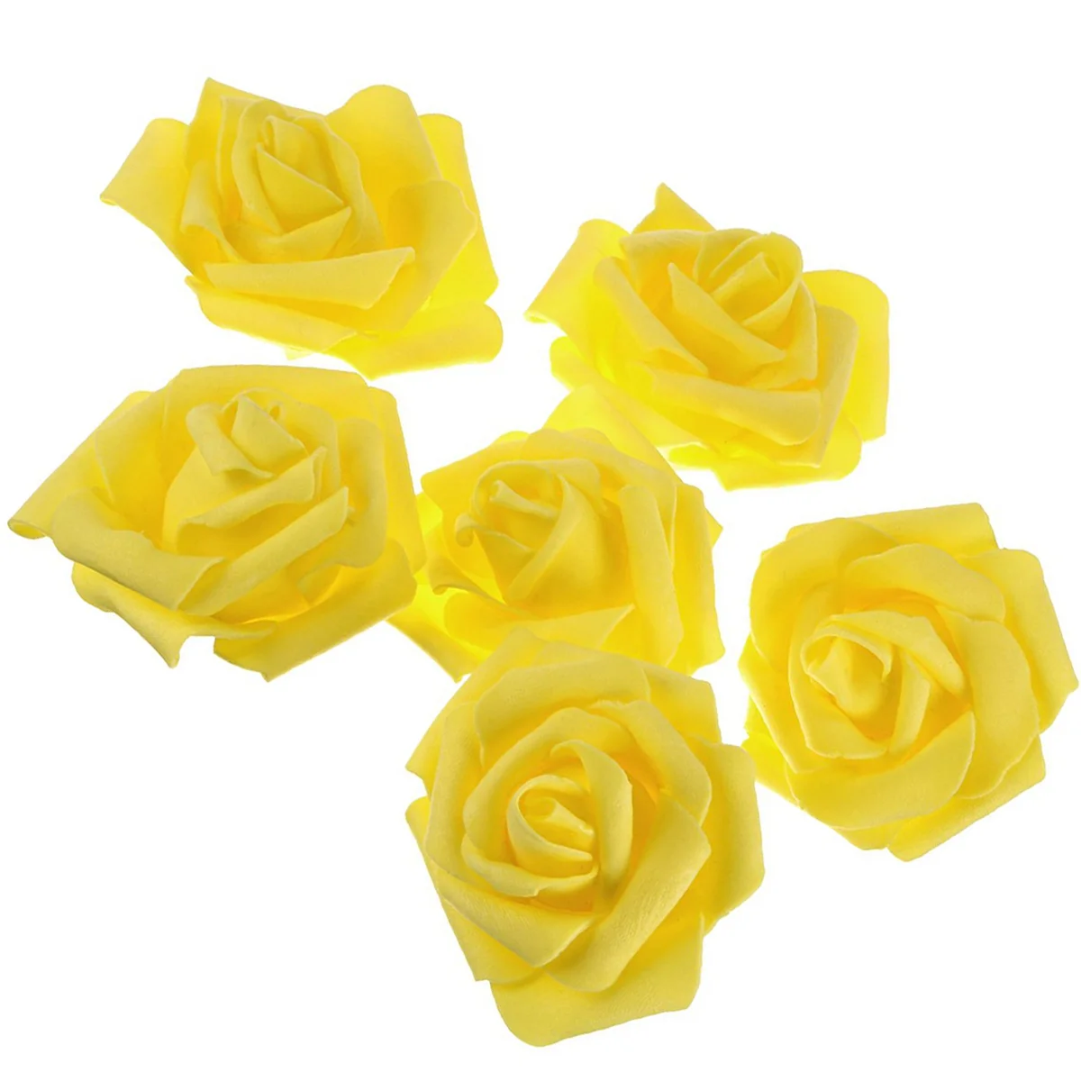 50 Artificial Rose Flower Stemless Flower for DIY Wedding Tables Centerpieces Flower Arrangements Party Home Yellow