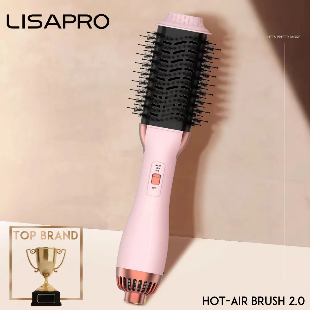 LISAPRO – brosse à Air chaud 2.0 One-Step, brosse pour sèche-cheveux rose doux au toucher, outil de coiffure multifonctionnel 3 en 1, peigne pour sèche-cheveux