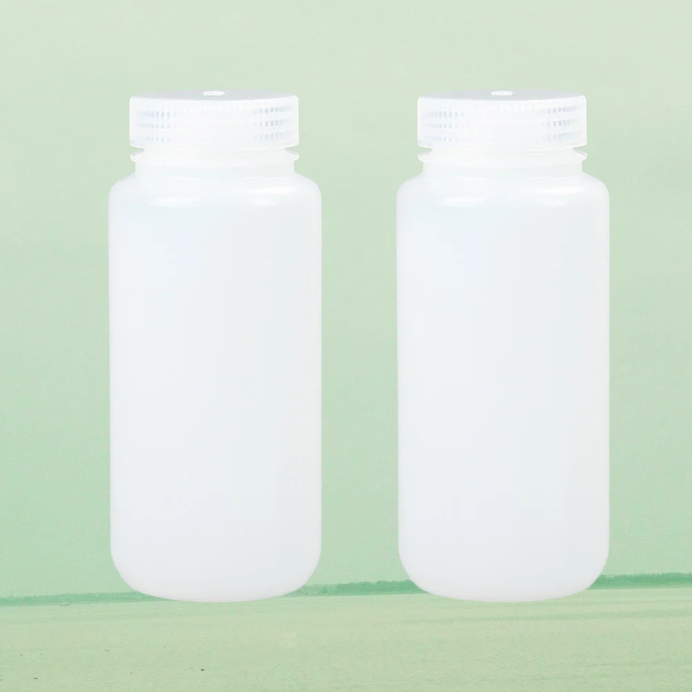 

2Pcs Wide Mouth Reagent Bottles 500ml Durable Hdpe Plastic Refillable Lotion Shampoo Conditioner Water Container
