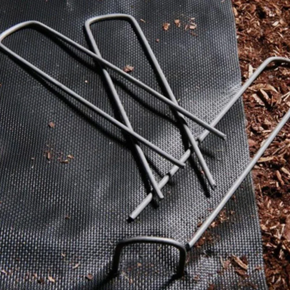 8 Pack U-Shaped Nail Pins Garden Netting Pegs Stake Staples Securing Lawn For Fly Net Sunshade Nets Artificial Grass Drip Tape